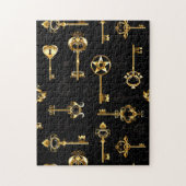 Nahtloses Muster mit Golden Keys Puzzle (Vertikal)