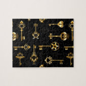 Nahtloses Muster mit Golden Keys Puzzle (Horizontal)