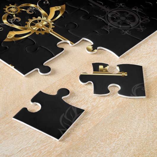 Nahtloses Muster mit Golden Keys Puzzle (Seite)