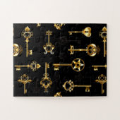 Nahtloses Muster mit Golden Keys Puzzle (Horizontal)