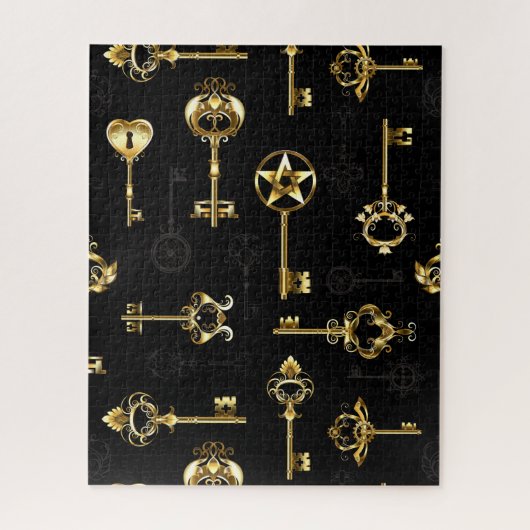 Nahtloses Muster mit Golden Keys Puzzle (Vertikal)