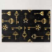Nahtloses Muster mit Golden Keys Puzzle (Horizontal)