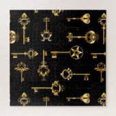 Nahtloses Muster mit Golden Keys Puzzle (Horizontal)