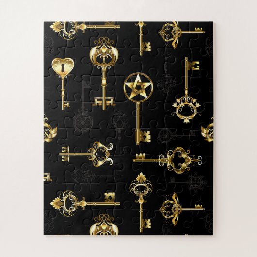 Nahtloses Muster mit Golden Keys Puzzle (Vertikal)