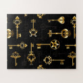 Nahtloses Muster mit Golden Keys Puzzle (Horizontal)