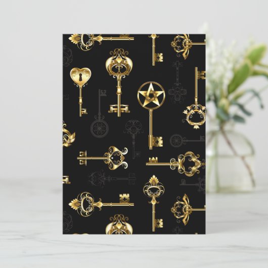 Nahtloses Muster mit Golden Keys Save The Date (Stehend Vorderseite)