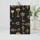 Nahtloses Muster mit Golden Keys Save The Date (Stehend Vorderseite)