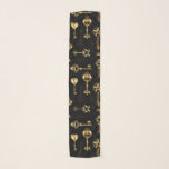 Nahtloses Muster mit Golden Keys Schal<br><div class="desc">Nahtloses Muster von alten,  goldenen und Silhouette Tasten auf schwarzem Hintergrund.</div>