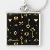 Nahtloses Muster mit Golden Keys Schlüsselanhänger (Vorne)