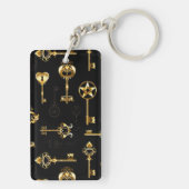 Nahtloses Muster mit Golden Keys Schlüsselanhänger (Rückseite)