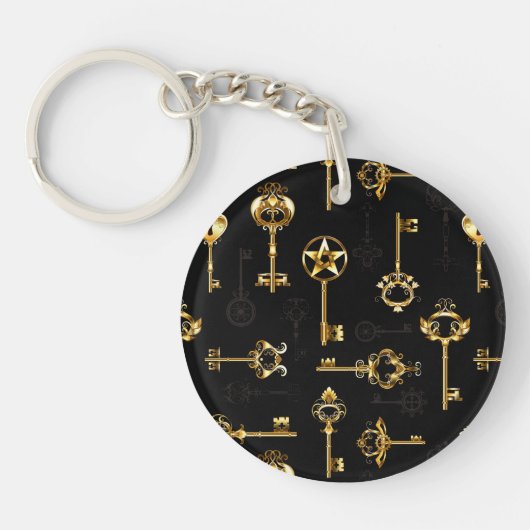 Nahtloses Muster mit Golden Keys Schlüsselanhänger (Vorderseite)