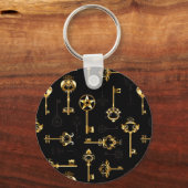Nahtloses Muster mit Golden Keys Schlüsselanhänger (Vorderseite)