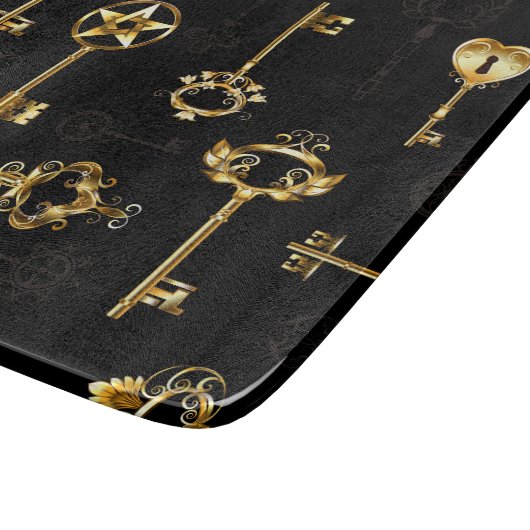Nahtloses Muster mit Golden Keys Schneidebrett (Ecke)