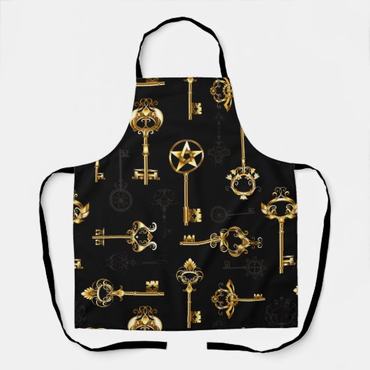 Nahtloses Muster mit Golden Keys Schürze (Vorderseite)