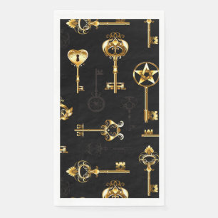 Nahtloses Muster mit Golden Keys Serviette