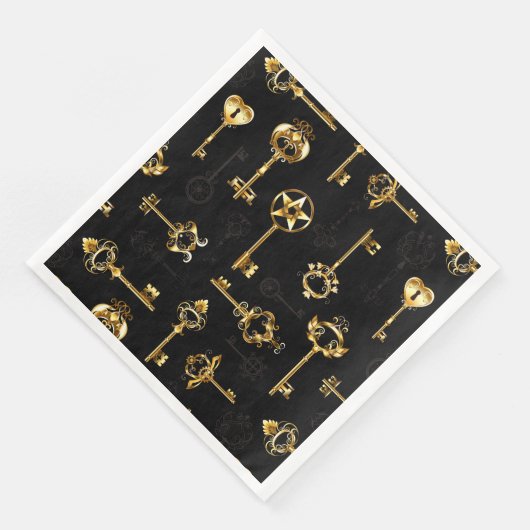 Nahtloses Muster mit Golden Keys Serviette (Ecke)