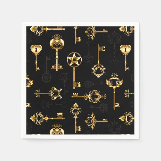 Nahtloses Muster mit Golden Keys Serviette (Vorderseite)