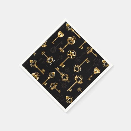 Nahtloses Muster mit Golden Keys Serviette (Ecke)