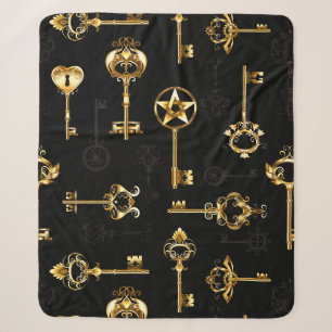 Nahtloses Muster mit Golden Keys Sherpadecke
