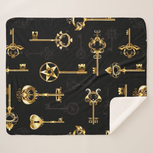 Nahtloses Muster mit Golden Keys Sherpadecke (Vorderseite (Horizontal))