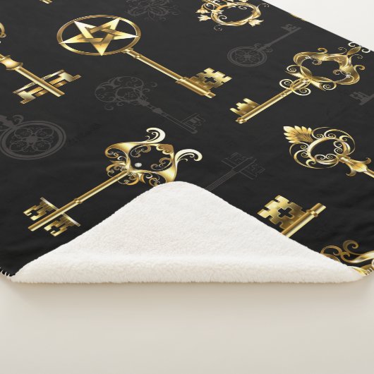 Nahtloses Muster mit Golden Keys Sherpadecke (3/4)