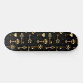 Nahtloses Muster mit Golden Keys Skateboard (Horizontal)