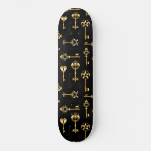 Nahtloses Muster mit Golden Keys Skateboard