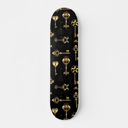 Nahtloses Muster mit Golden Keys Skateboard (Vorne)