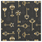 Nahtloses Muster mit Golden Keys Stoff (Nahaufnahme)