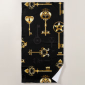 Nahtloses Muster mit Golden Keys Strandtuch (Vorderseite)