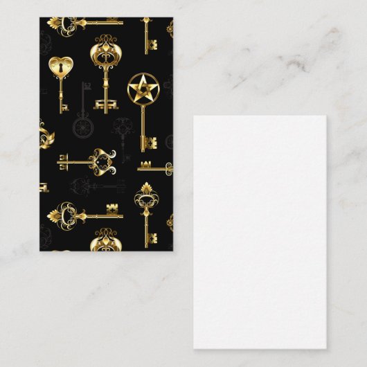 Nahtloses Muster mit Golden Keys Terminkarte (Vorne/Hinten)