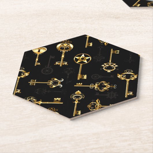 Nahtloses Muster mit Golden Keys Untersetzer (angewinkelt)