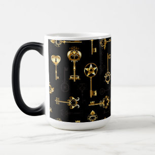 Nahtloses Muster mit Golden Keys Verwandlungstasse