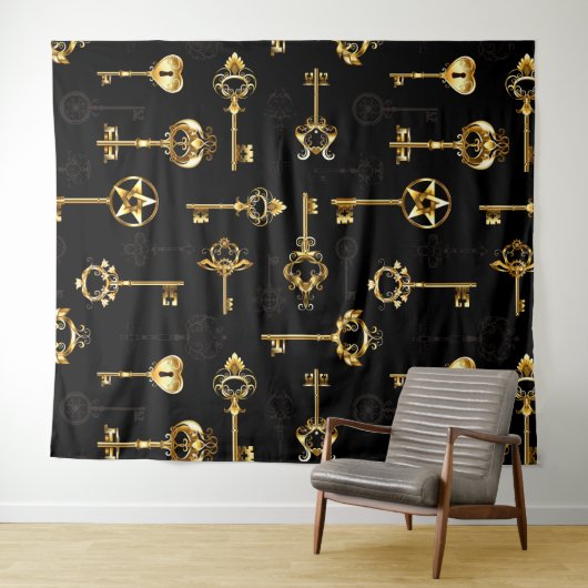 Nahtloses Muster mit Golden Keys Wandteppich (Beispiel (Horizontal))