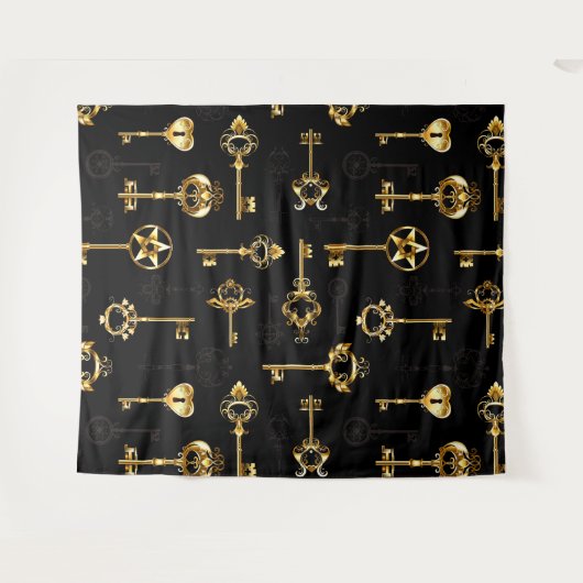 Nahtloses Muster mit Golden Keys Wandteppich (Vorderseite (Horizontal))