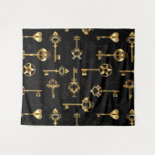 Nahtloses Muster mit Golden Keys Wandteppich (Vorderseite (Horizontal))