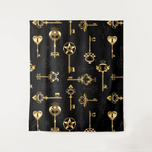 Nahtloses Muster mit Golden Keys Wandteppich (Vorderseite)