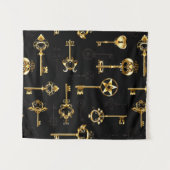 Nahtloses Muster mit Golden Keys Wandteppich (Vorderseite (Horizontal))