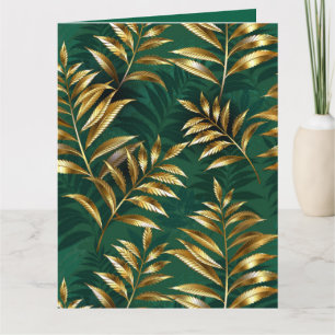 Nahtloses Muster mit goldenen Farnen Dankeskarte