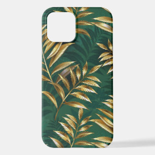 Nahtloses Muster mit goldenen Farnen iPhone 12 Hülle