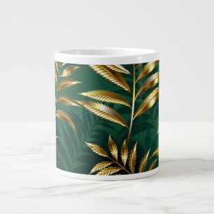 Nahtloses Muster mit goldenen Farnen Jumbo-Tasse