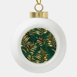 Nahtloses Muster mit goldenen Farnen Keramik Kugel-Ornament