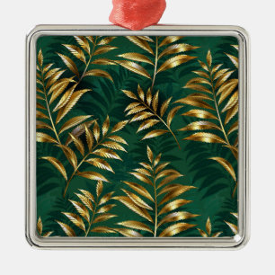 Nahtloses Muster mit goldenen Farnen Ornament Aus Metall