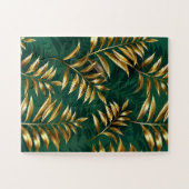 Nahtloses Muster mit goldenen Farnen Puzzle (Horizontal)