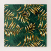 Nahtloses Muster mit goldenen Farnen Puzzle (Horizontal)