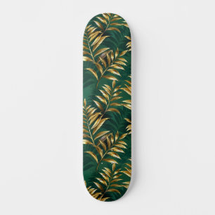 Nahtloses Muster mit goldenen Farnen Skateboard