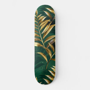 Nahtloses Muster mit goldenen Farnen Skateboard