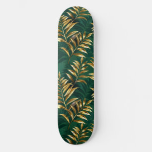 Nahtloses Muster mit goldenen Farnen Skateboard