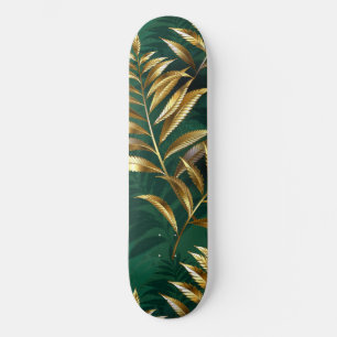 Nahtloses Muster mit goldenen Farnen Skateboard