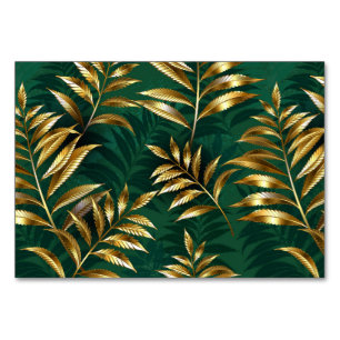 Nahtloses Muster mit goldenen Farnen Tischnummer